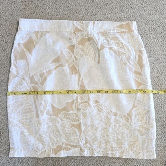 Tommy Bahama Tan and Cream Floral Hawaiian Linen Skirt - Size 4 - Picture 8 of 13